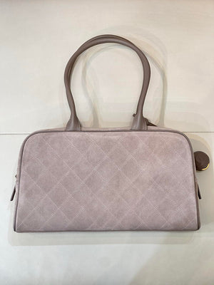 Chanel  Large Bowling  Bag With Handel Suede Calfskin & Gold-Tone Metal  AS6211  Gray - Default Title - View 6