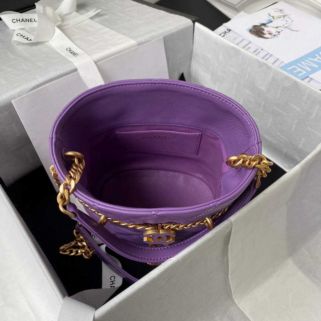 Chanel Bucket Bag Lambskin AS3116 Purple