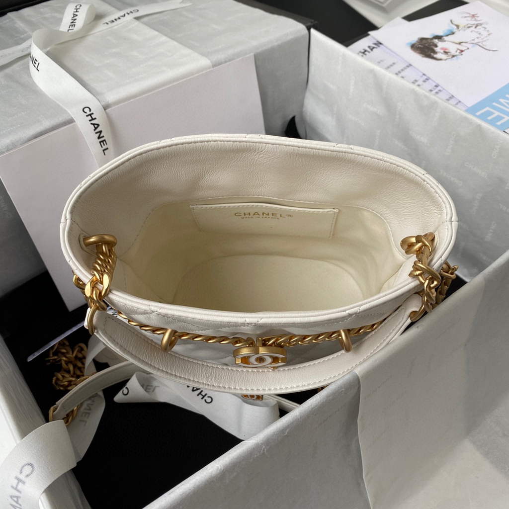 Chanel Bucket Bag Lambskin AS3116 White