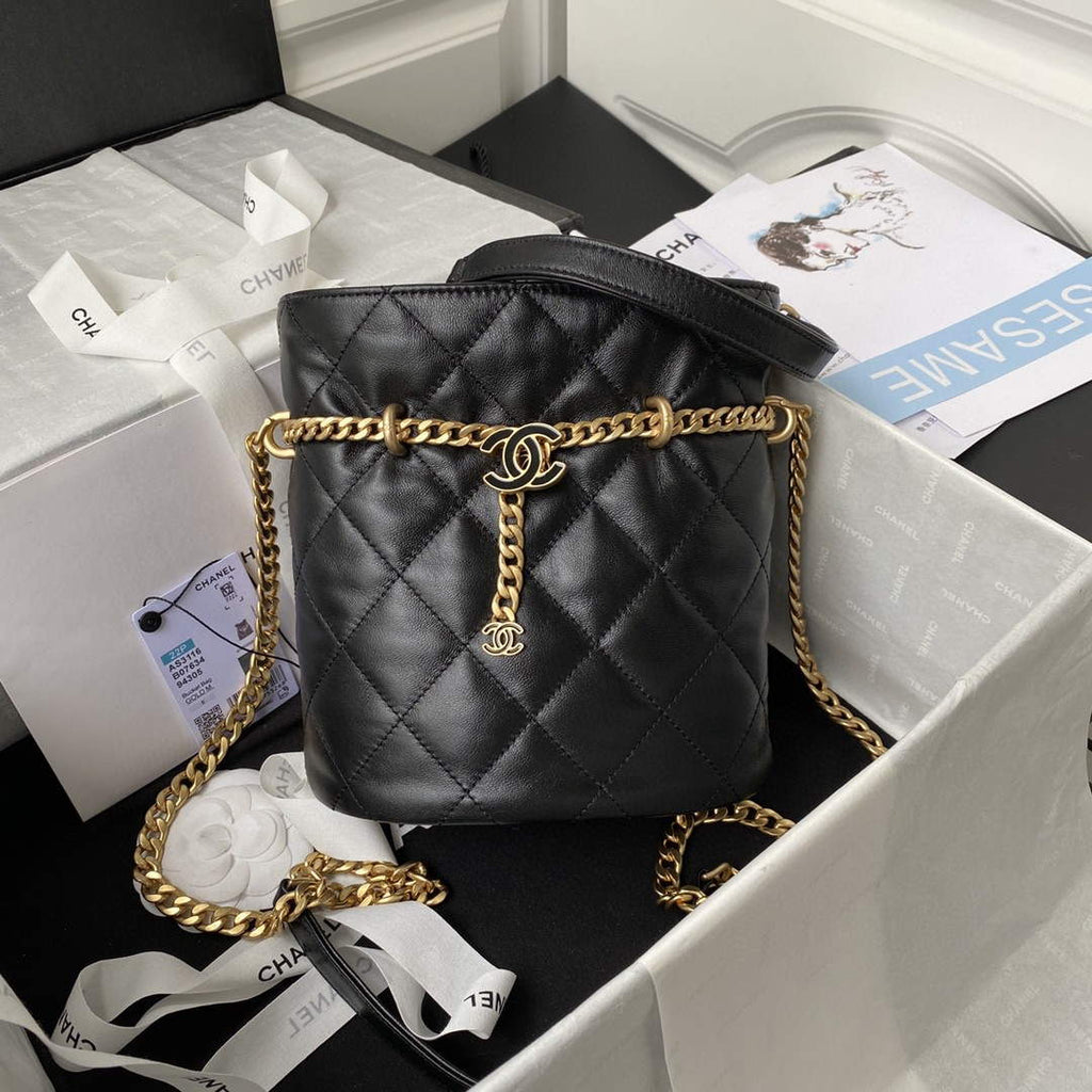 Chanel Bucket Bag Lambskin AS3116 Black