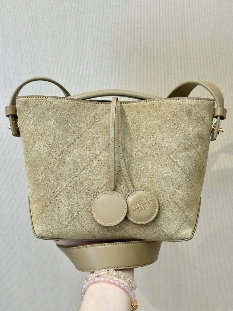 Chanel Bucket Bag Suede & Gold-Tone Metal AP6268 Beige - Default Title - View 4