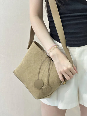 Chanel Bucket Bag Suede & Gold-Tone Metal AP6268 Beige - Default Title - View 12