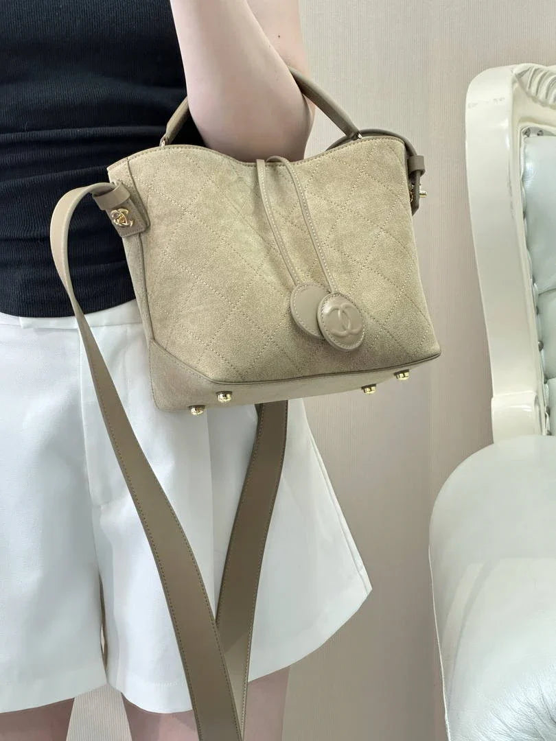 Chanel Bucket Bag Suede & Gold-Tone Metal AP6268 Beige - Default Title - View 13