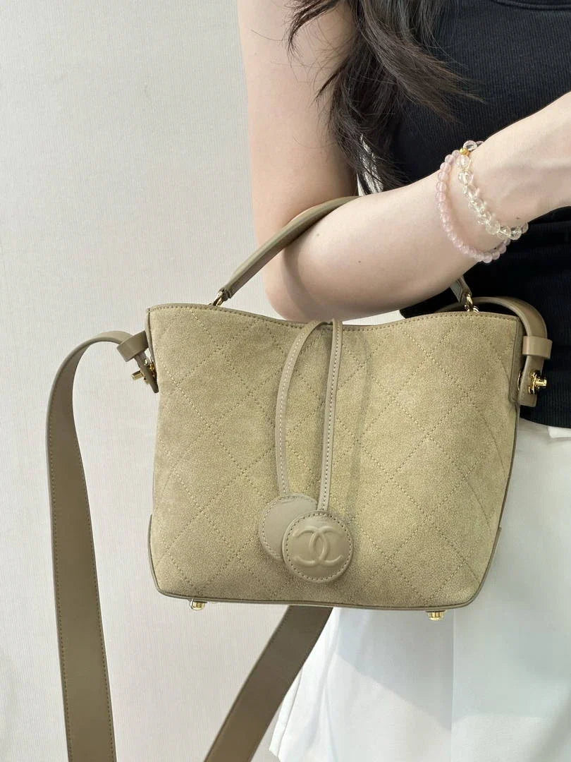 Chanel Bucket Bag Suede & Gold-Tone Metal AP6268 Beige - Default Title - View 14