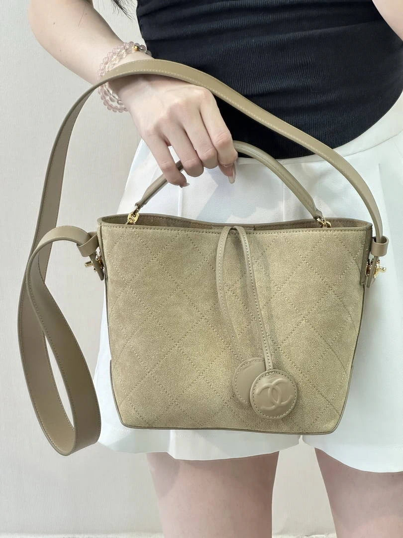 Chanel Bucket Bag Suede & Gold-Tone Metal AP6268 Beige - Default Title - View 15