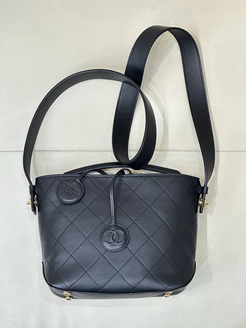 Chanel Bucket Bag Lambskin & Gold-Tone Metal AP6268 Black - Default Title - View 1