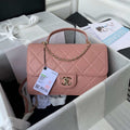 Chanel CC AS2681 Flap Bag With top Handle Calfskin Pink - Default Title - View 1