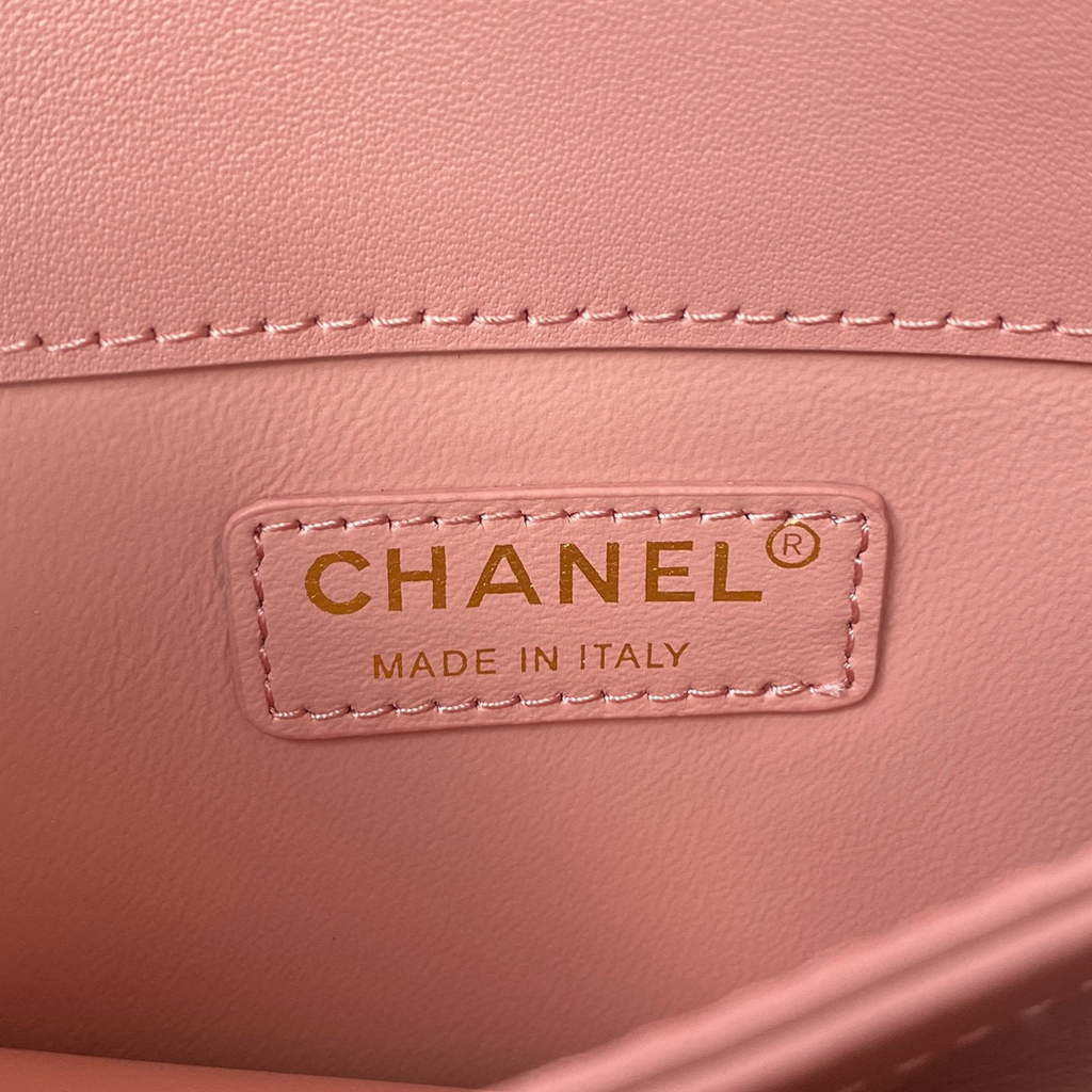 Chanel CC AS2681 Flap Bag With top Handle Calfskin Pink