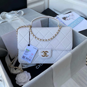 Chanel CC AS2681 Flap Bag With top Handle Calfskin White - Default Title - View 1