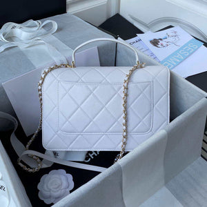 Chanel CC AS2681 Flap Bag With top Handle Calfskin White - Default Title - View 2