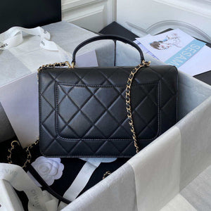 Chanel CC AS2681 Flap Bag With top Handle Calfskin Black - Default Title - View 2