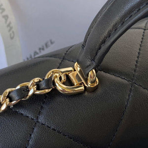 Chanel CC AS2681 Flap Bag With top Handle Calfskin Black - Default Title - View 4