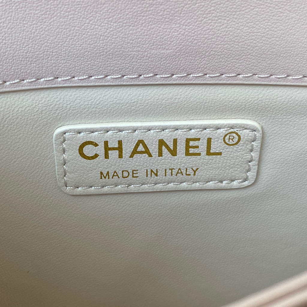 Chanel CC AS2681 Flap Bag With top Handle Calfskin Light Pink