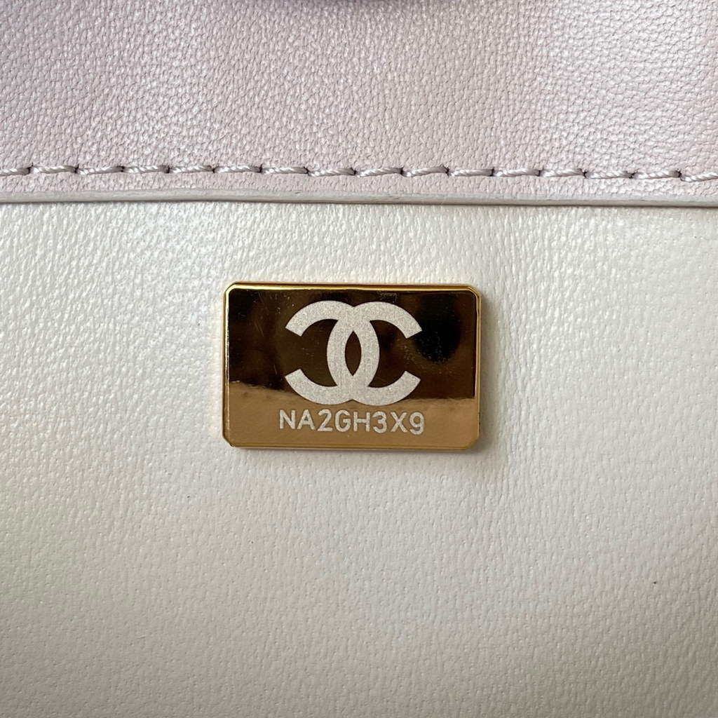 Chanel CC AS2681 Flap Bag With top Handle Calfskin Light Pink