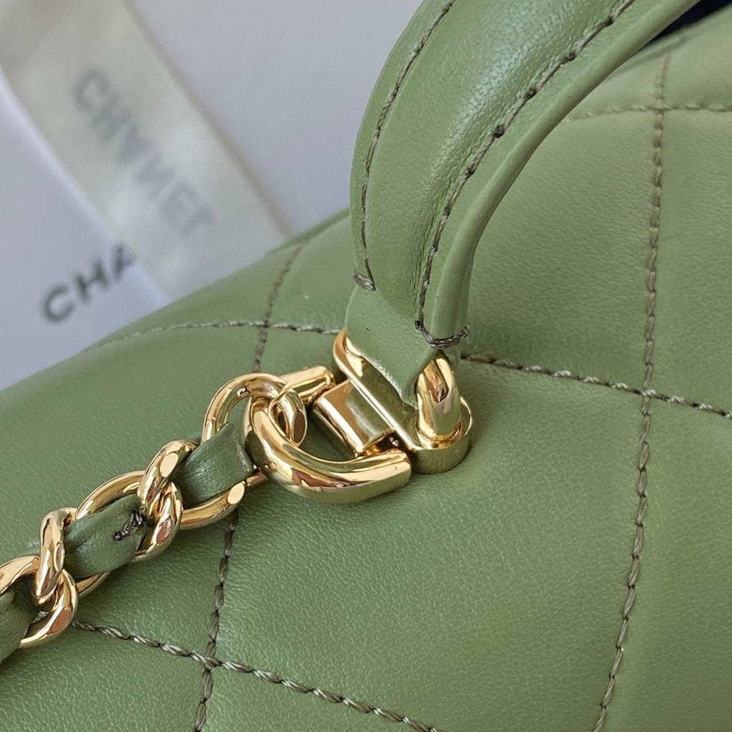 Chanel CC AS2681 Flap Bag With top Handle Calfskin Green