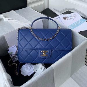 Chanel CC AS2681 Flap Bag With top Handle Calfskin Blue - Default Title - View 1