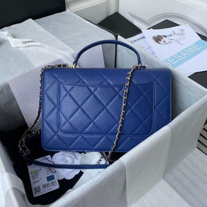 Chanel CC AS2681 Flap Bag With top Handle Calfskin Blue - Default Title - View 2