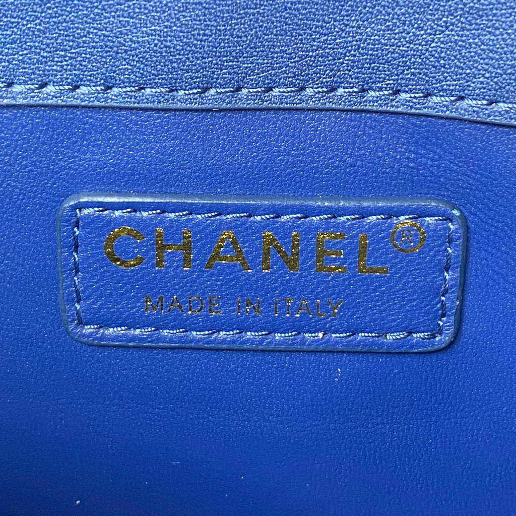 Chanel CC AS2681 Flap Bag With top Handle Calfskin Blue