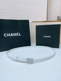 Chanel CC resin white with chain teeth gold and silver logo buckle 1.5cm AA0918