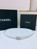 Chanel CC resin white with chain teeth gold and silver logo buckle 1.5cm AA0924