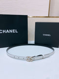 Chanel CC resin white with chain teeth gold and silver logo buckle 1.5cm AA0925