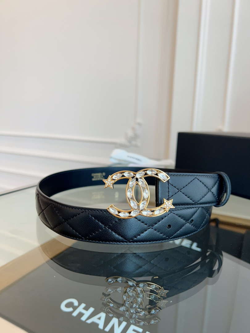 Chanel CC Sheepskin leather 3.0cm belt AA0940