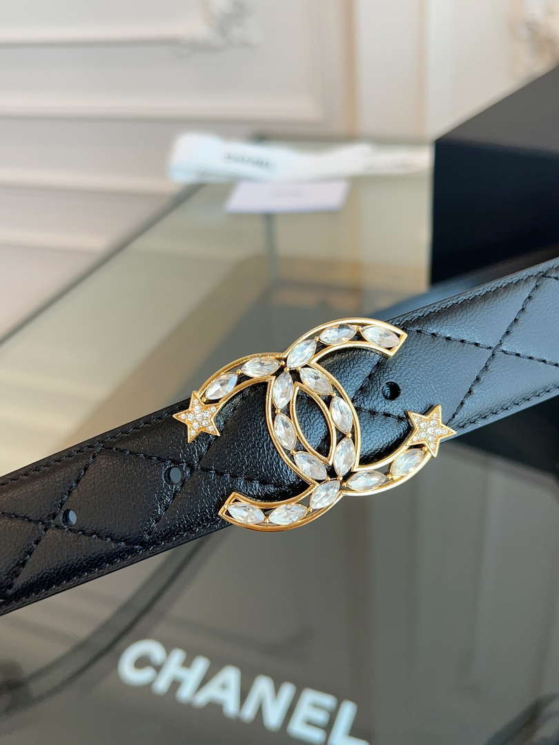 Chanel CC Sheepskin leather 3.0cm belt AA0940