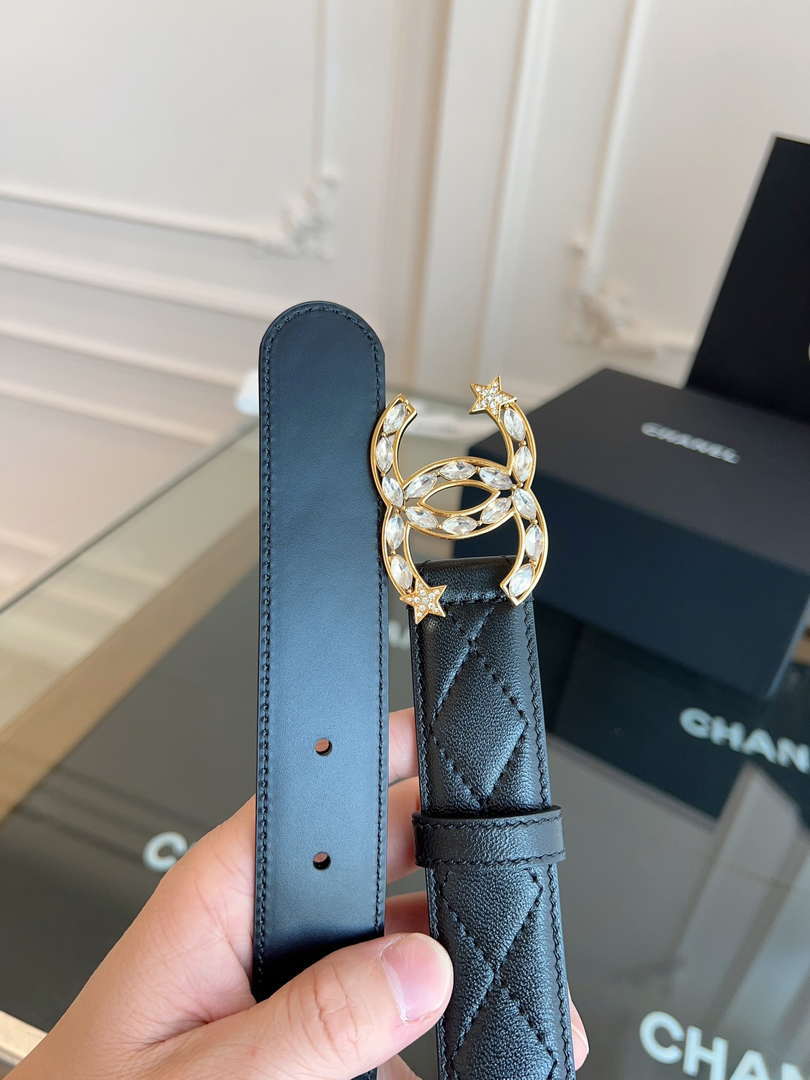 Chanel CC Sheepskin leather 3.0cm belt AA0940