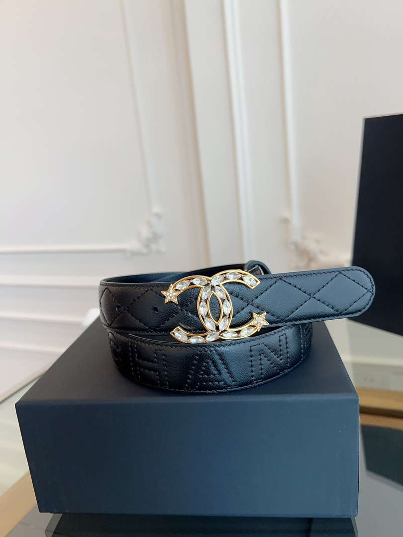 Chanel CC Sheepskin leather 3.0cm belt AA0940