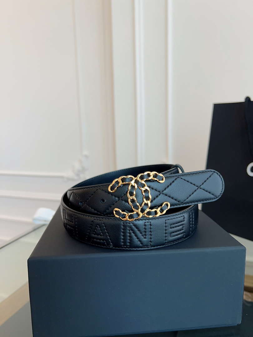 Chanel CC Sheepskin leather 3.0cm belt AA0941