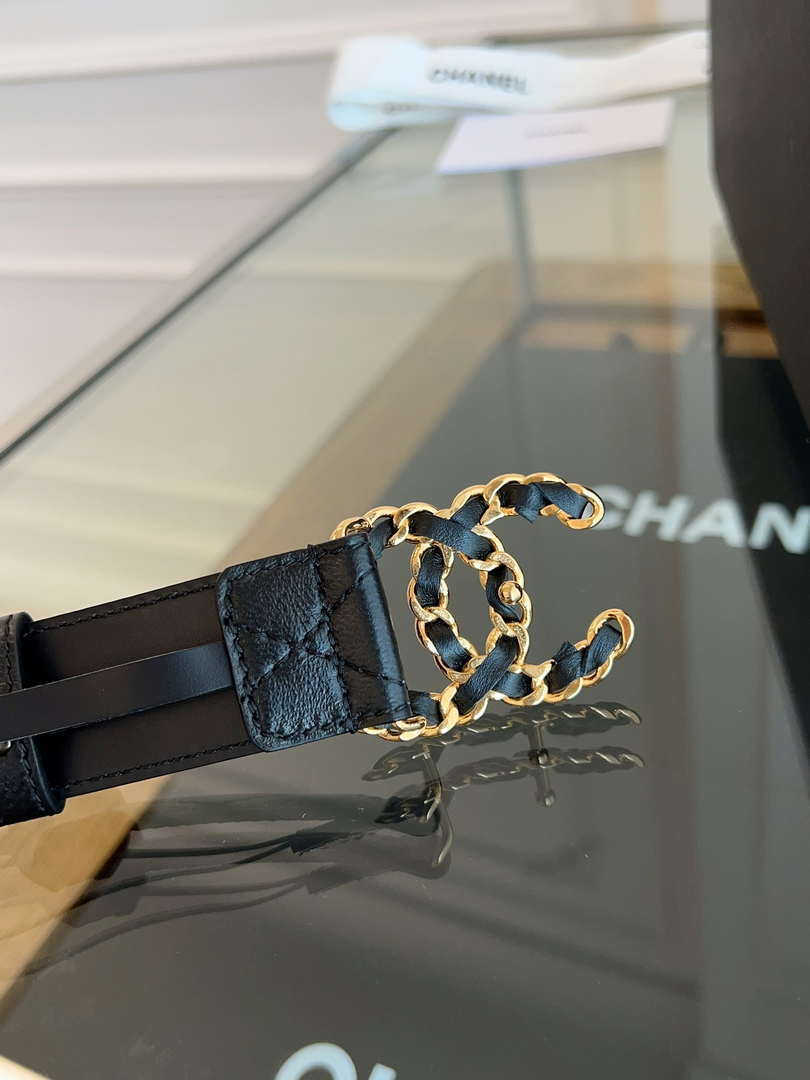 Chanel CC Sheepskin leather 3.0cm belt AA0941