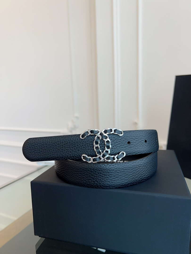 Chanel CC Sheepskin leather 3.0cm belt AA0942