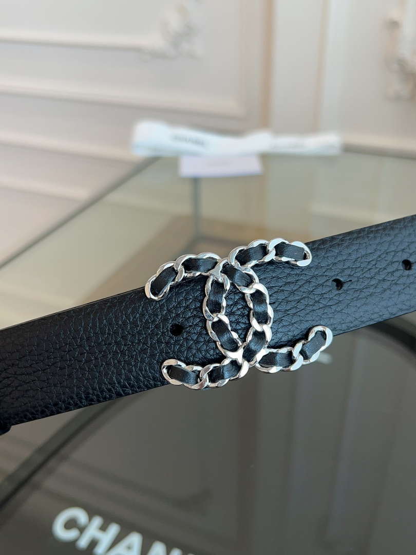 Chanel CC Sheepskin leather 3.0cm belt AA0942