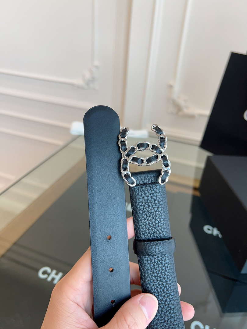 Chanel CC Sheepskin leather 3.0cm belt AA0942