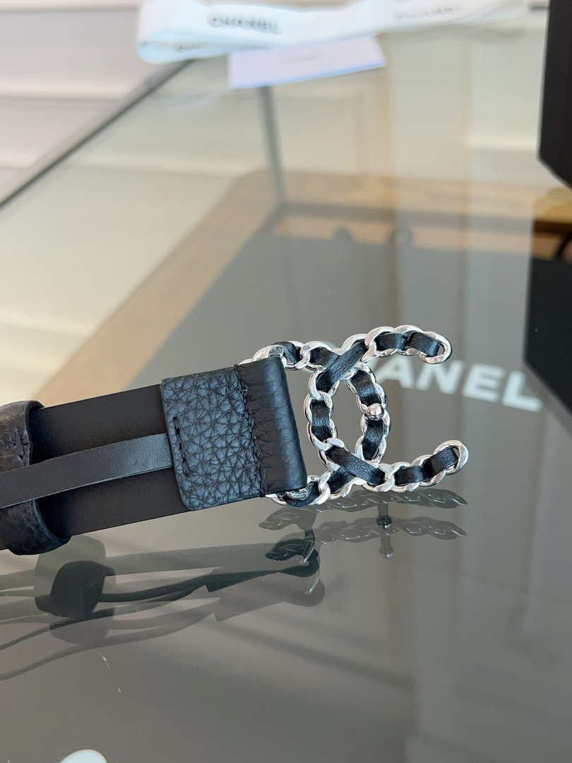 Chanel CC Sheepskin leather 3.0cm belt AA0942