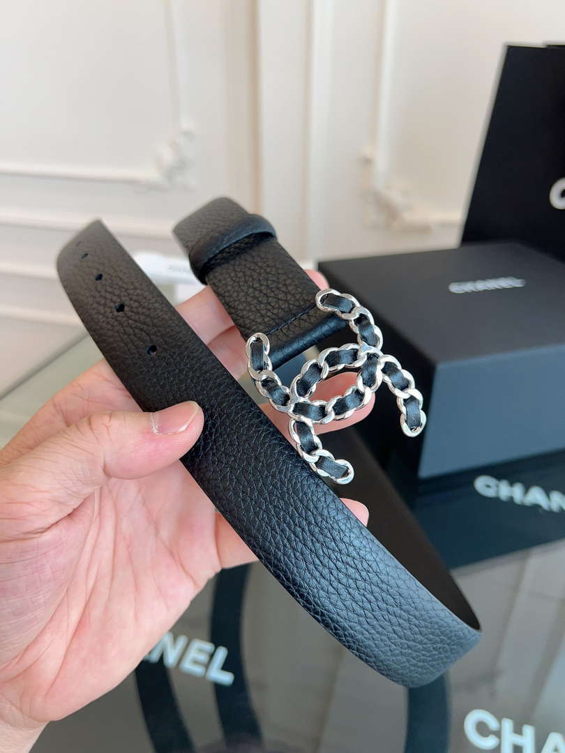 Chanel CC Sheepskin leather 3.0cm belt AA0942