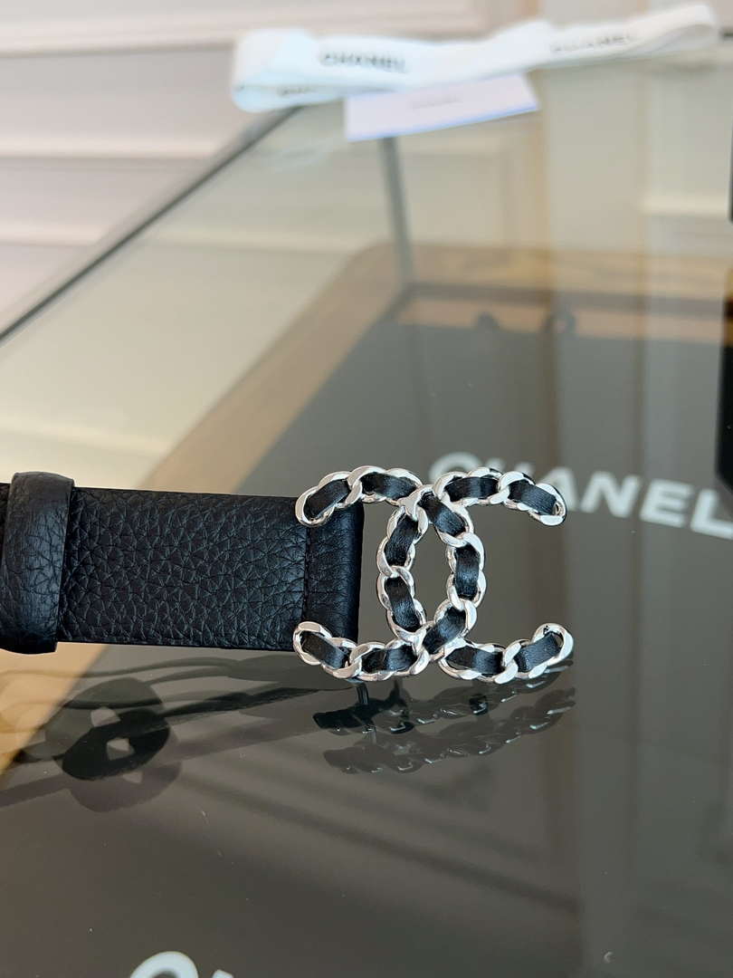 Chanel CC Sheepskin leather 3.0cm belt AA0942