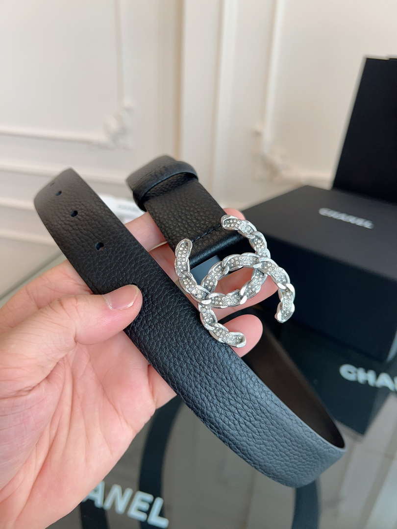 Chanel CC Sheepskin leather 3.0cm belt AA0943