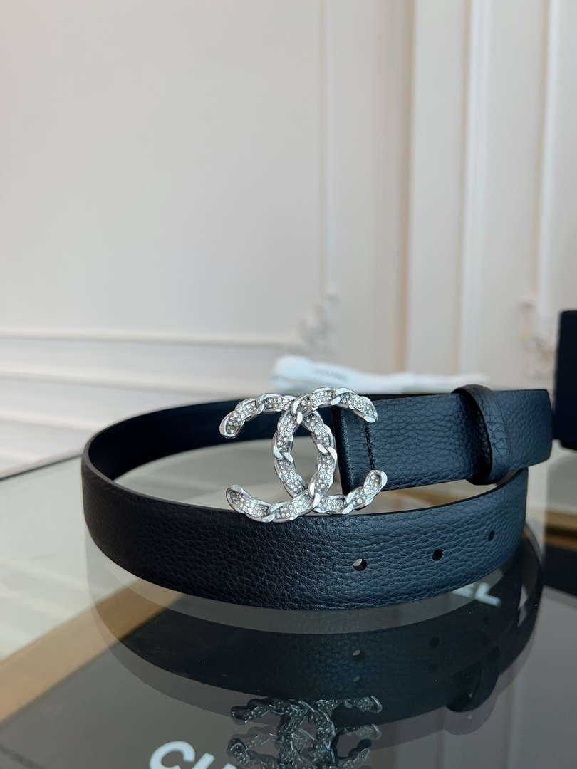 Chanel CC Sheepskin leather 3.0cm belt AA0943