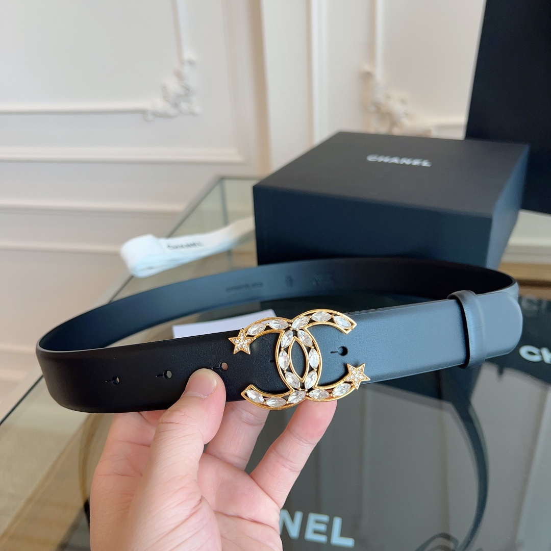 Chanel CC Sheepskin leather 3.0cm belt AA0944