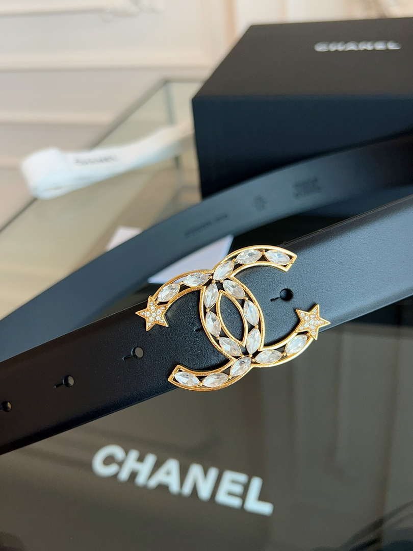 Chanel CC Sheepskin leather 3.0cm belt AA0944