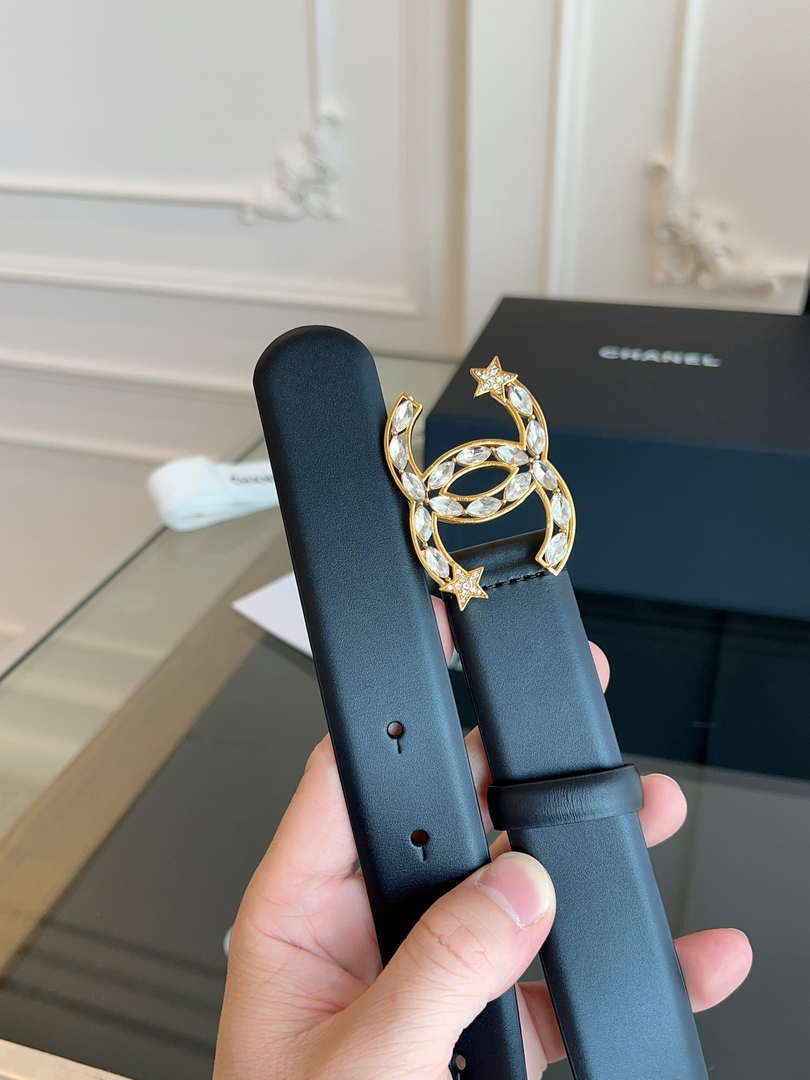 Chanel CC Sheepskin leather 3.0cm belt AA0944
