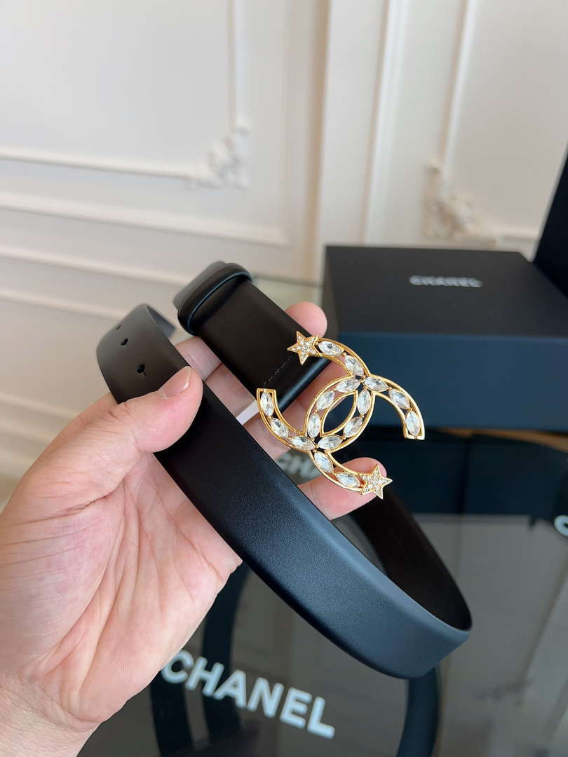 Chanel CC Sheepskin leather 3.0cm belt AA0944