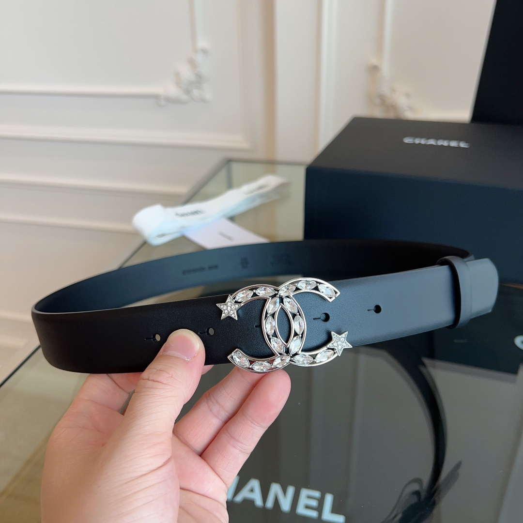 Chanel CC Sheepskin leather 3.0cm belt AA0945