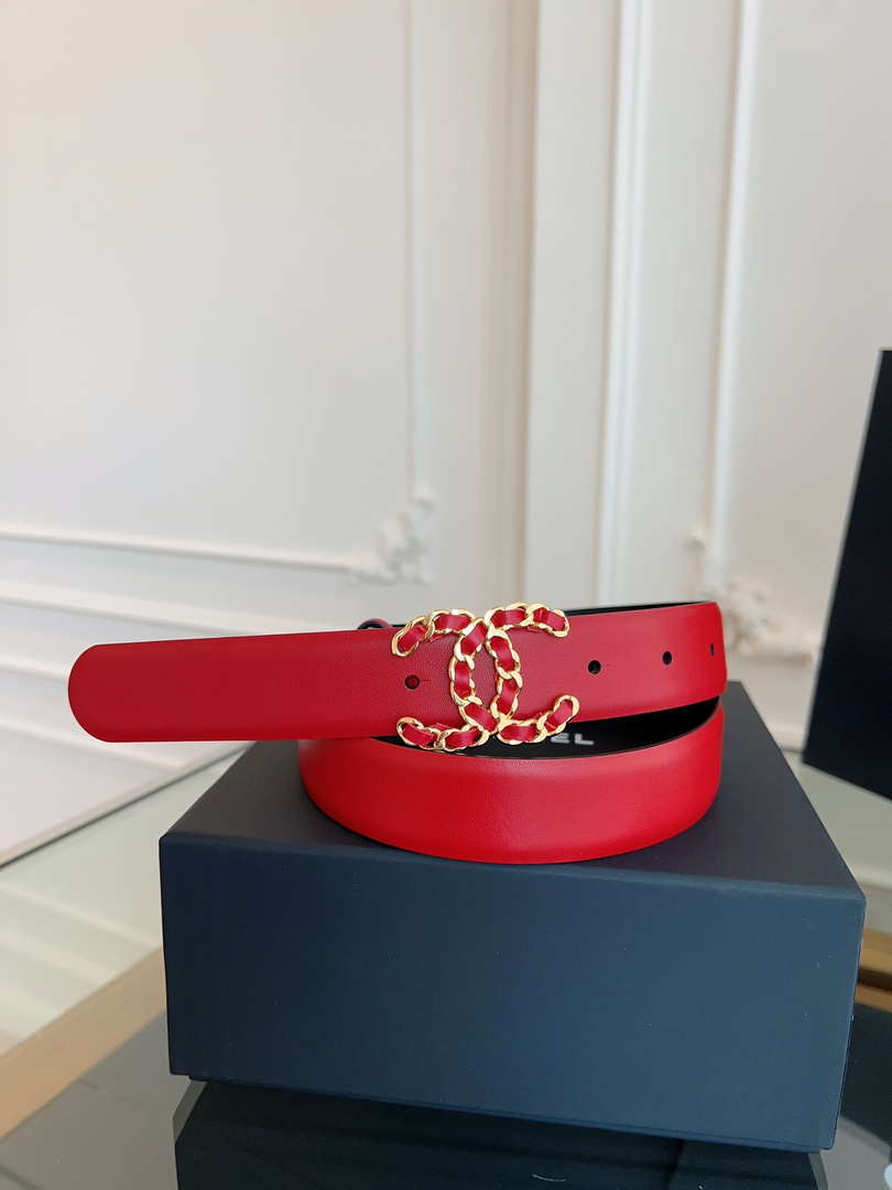 Chanel CC Sheepskin leather 3.0cm belt AA0946