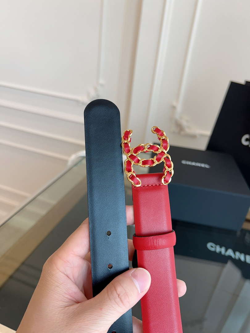 Chanel CC Sheepskin leather 3.0cm belt AA0946