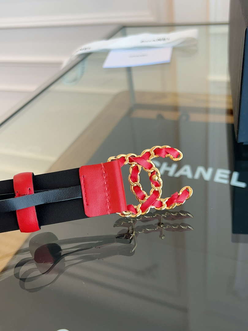 Chanel CC Sheepskin leather 3.0cm belt AA0946