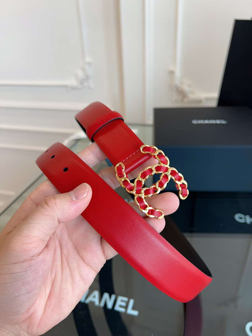 Chanel CC Sheepskin leather 3.0cm belt AA0946