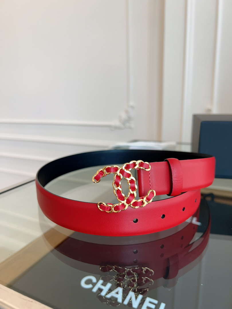 Chanel CC Sheepskin leather 3.0cm belt AA0946
