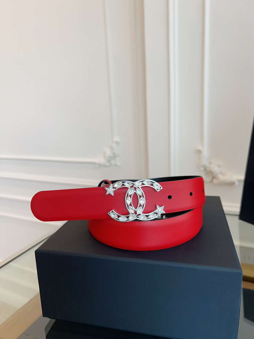 Chanel CC Sheepskin leather 3.0cm belt AA0947